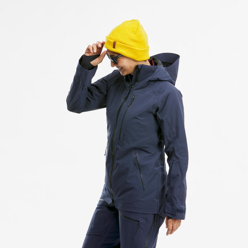 Chaqueta de esquí y nieve impermeable mujer Wedze FR 500 azul marino