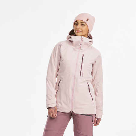 Chaqueta de esquí y nieve impermeable mujer Wedze FR 500 rosa claro