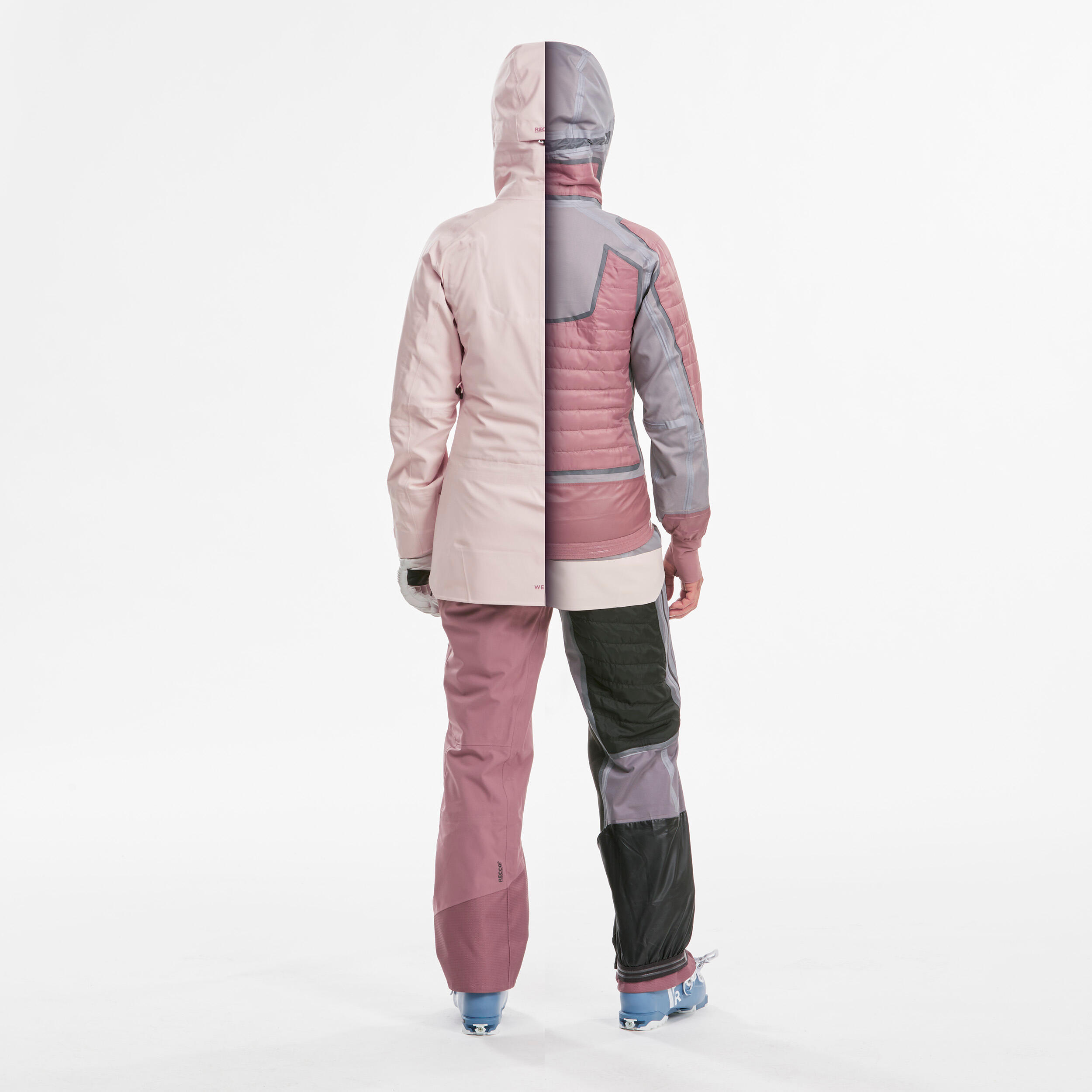 Women’s warm and breathable ski and snowboard trousers, FR500 - Old Pink 6/16