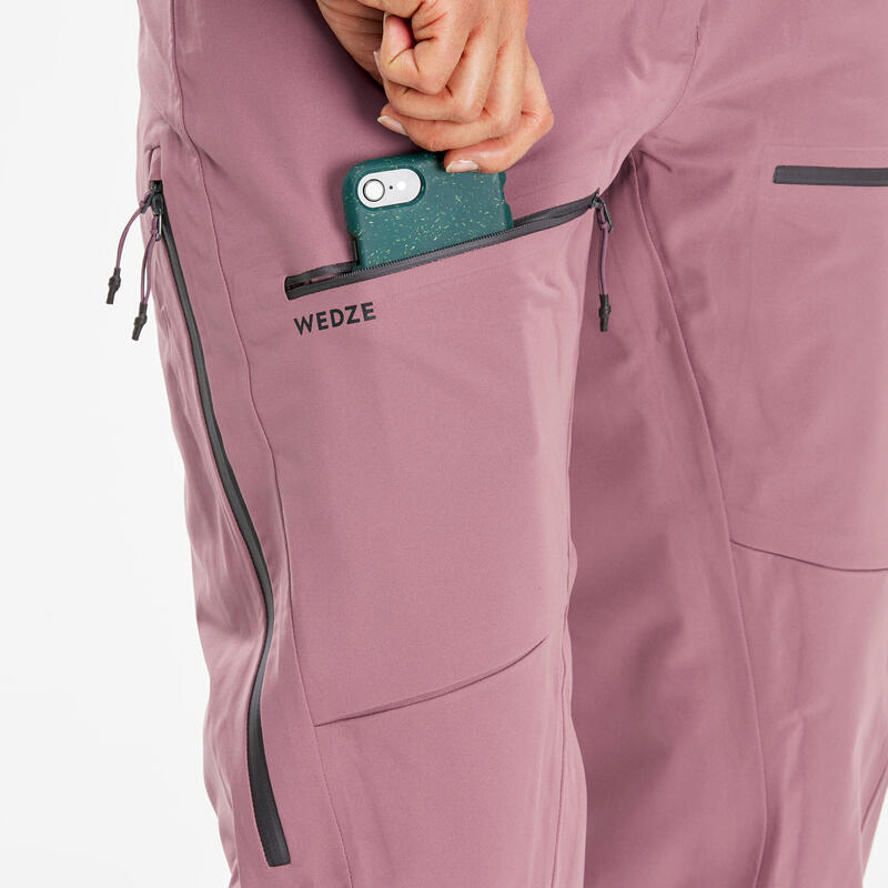 Pantalon de ski chaud et imperméable femme, FR500 rose