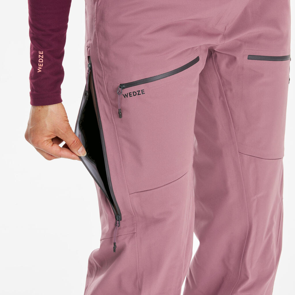 Dámske hrejivé a nepremokavé lyžiarske nohavice FR500 ružové