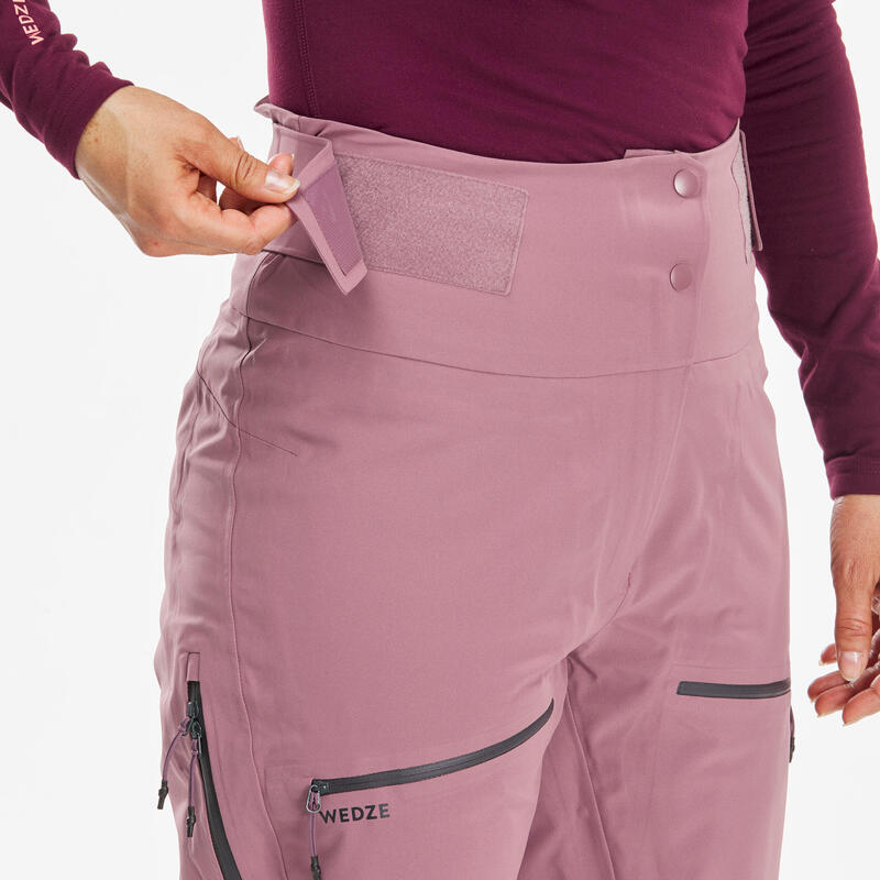 Pantalon de ski chaud et imperméable femme, FR500 bleu marine