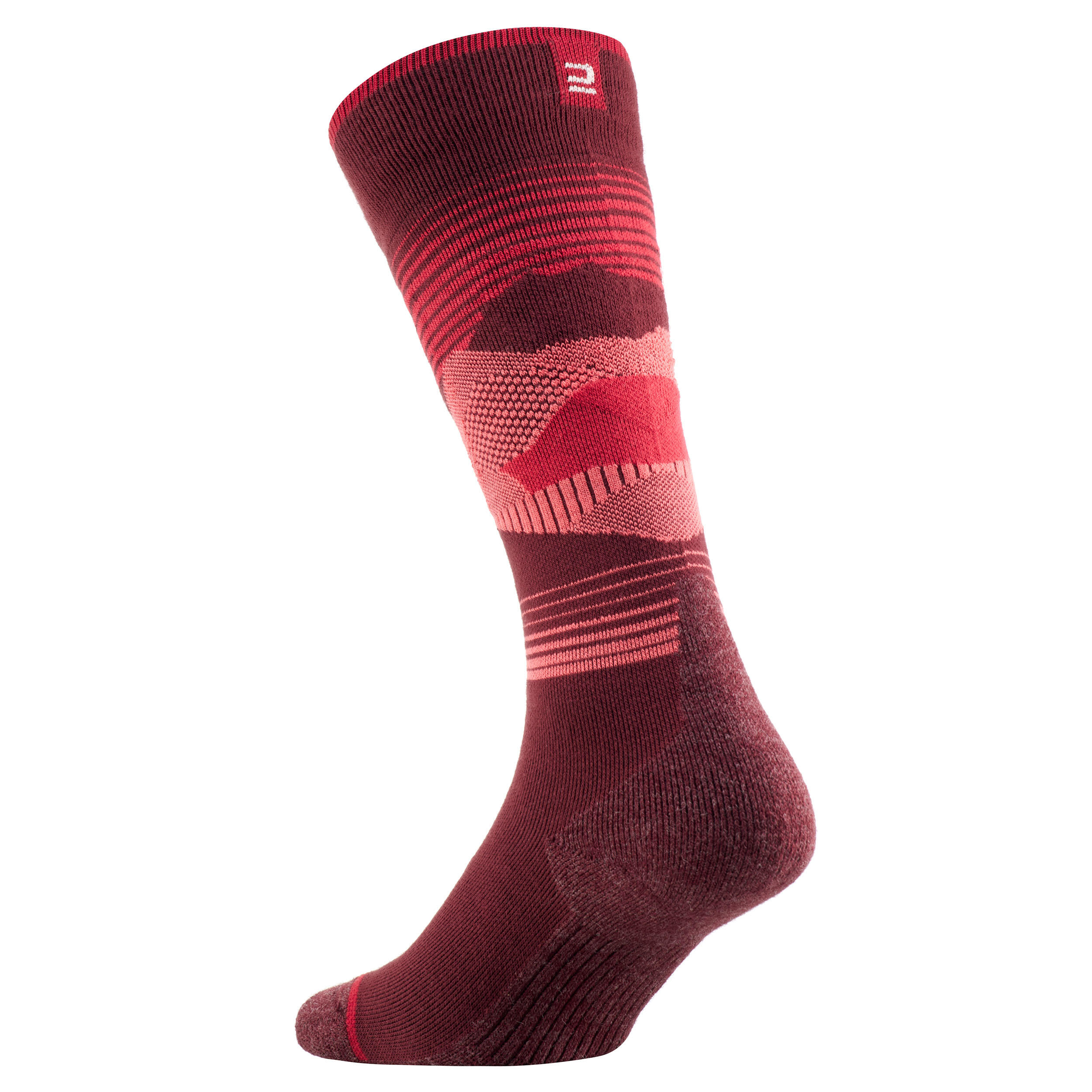 ADULT SKI AND SNOWBOARD SOCKS - 100 - MOUNTAIN BURGUNDY 2/6