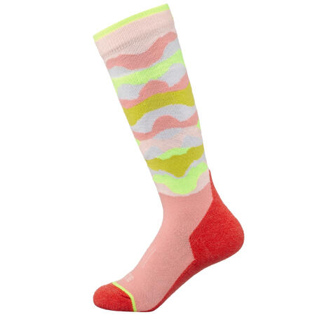 Шкарпетки дитячі 100 для лижного спорту камуфляжні/рожеві 