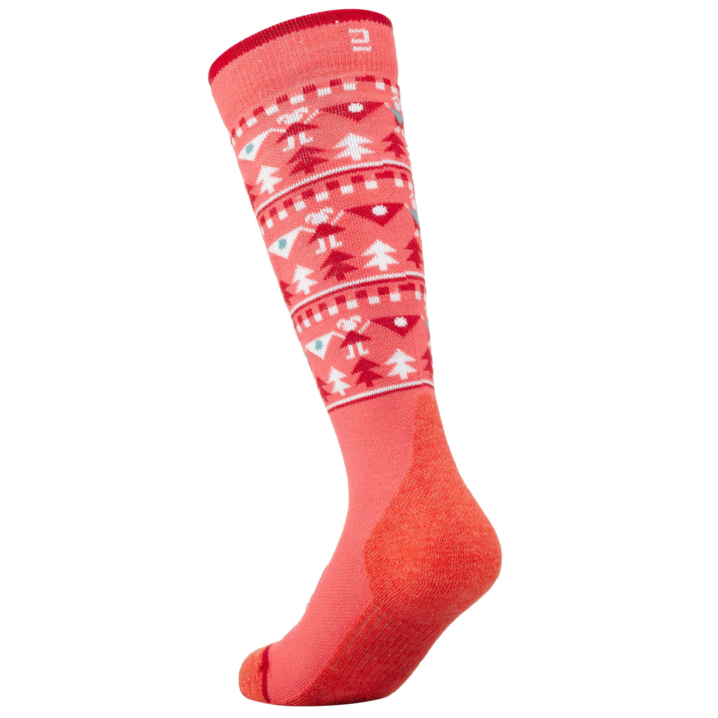 KIDS’ SKI SOCKS - 100 - CHRISTMAS PINK 2/8