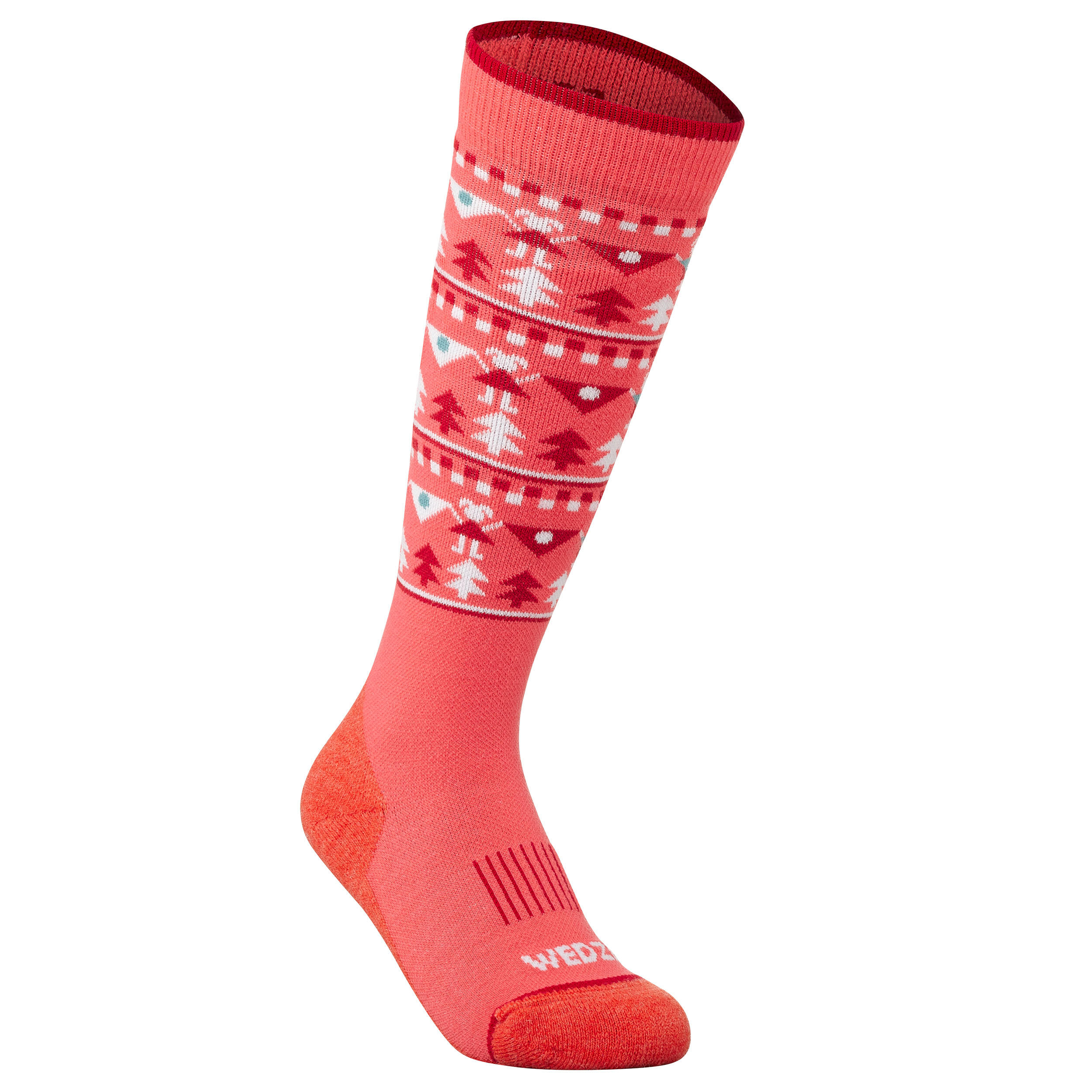 KIDS’ SKI SOCKS - 100 - CHRISTMAS PINK 1/8