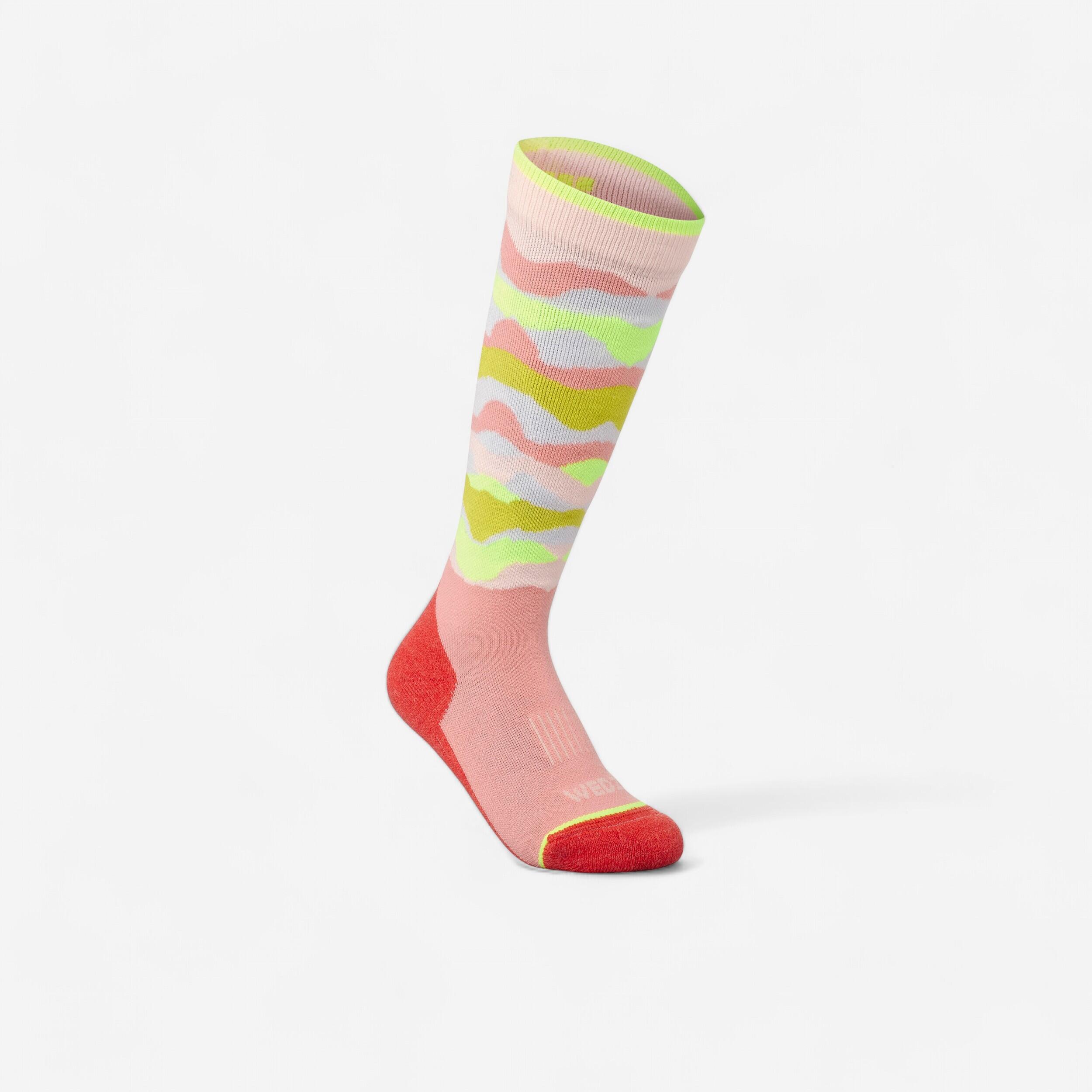 CHAUSSETTES DE SKI JUNIOR - 100 - CAMO 
 ROSE 1/10