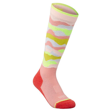 Шкарпетки дитячі 100 для лижного спорту камуфляжні/рожеві 