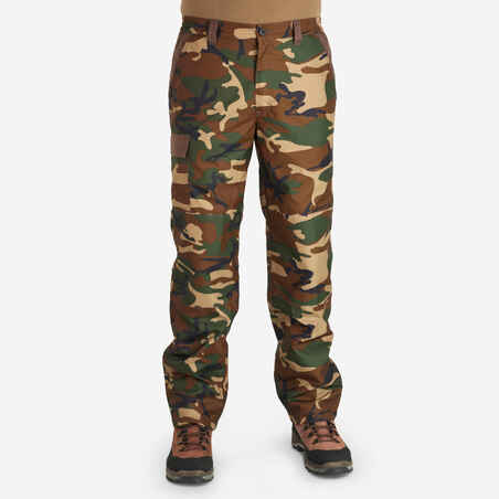 WARM WATERPROOF HUNTING TROUSERS 100 - CAMO