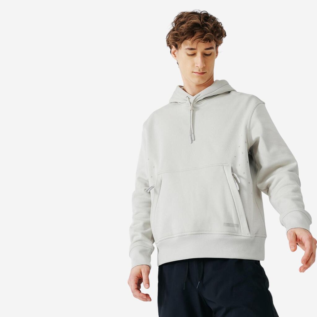 Men's warm running hoodie - warm 500 - light beige