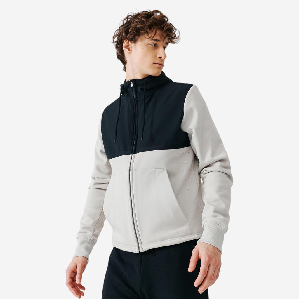 Kalenji Warm + Men's Running Hoodie - string beige