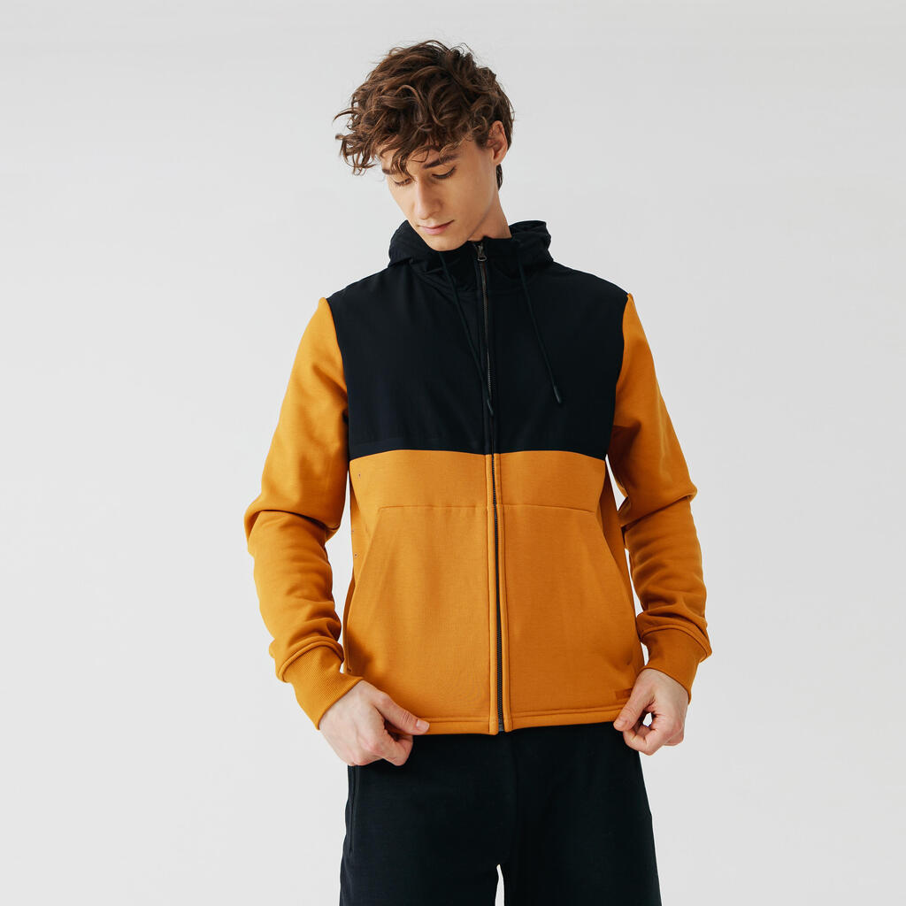 Kalenji Warm+ Men's Running Hoodie - brown ochre