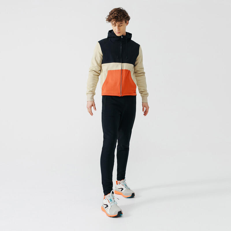 Veste à capuche running homme - Warm+ Beige & Orange