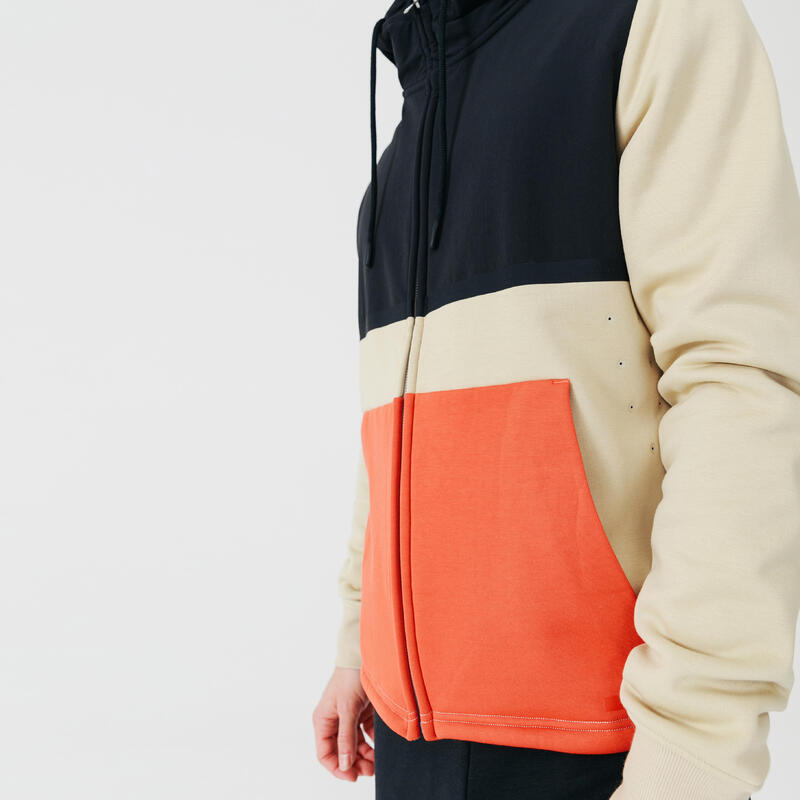 Veste à capuche running homme - Warm+ Beige & Orange