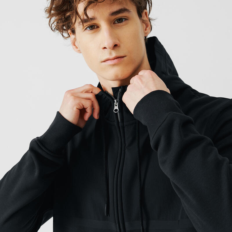 Veste à capuche running homme - Warm+ Noir