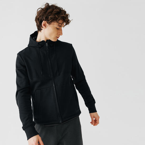 Veste à capuche running homme - Warm+ Noir