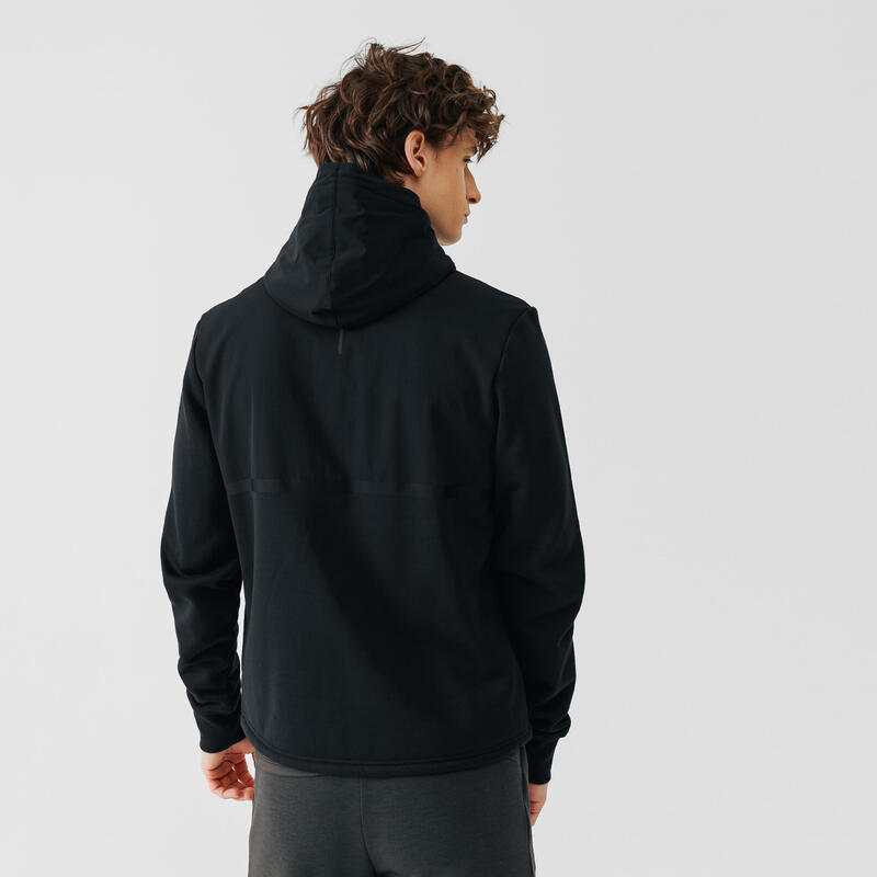 Veste à capuche running homme - Warm+ Noir