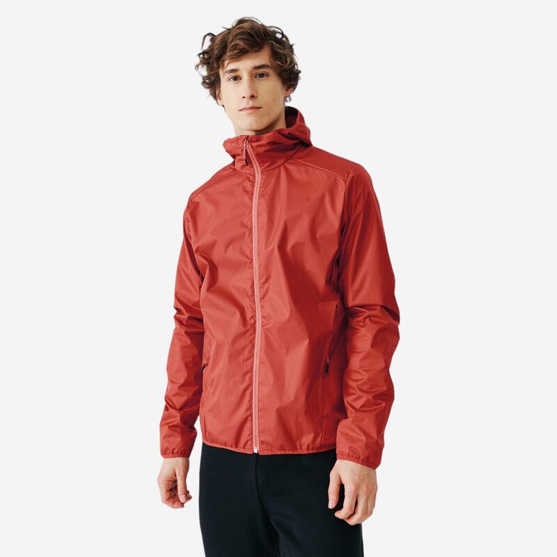 Veste imperméable de running Homme - KIPRUN Run 100 Rouge brique