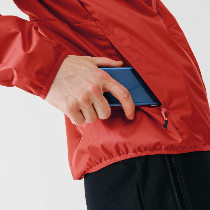 Veste imperméable de running Homme - KIPRUN Run 100 Rouge brique