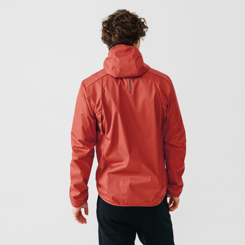 Chaqueta cortavientos Running Hombre perlante Kalenji Run Rain rojo