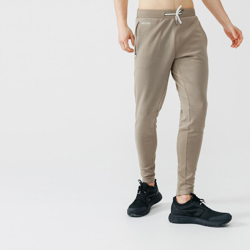 PANTALON DE RUNNING HOMME KALENJI WARM + BEIGE SABLE