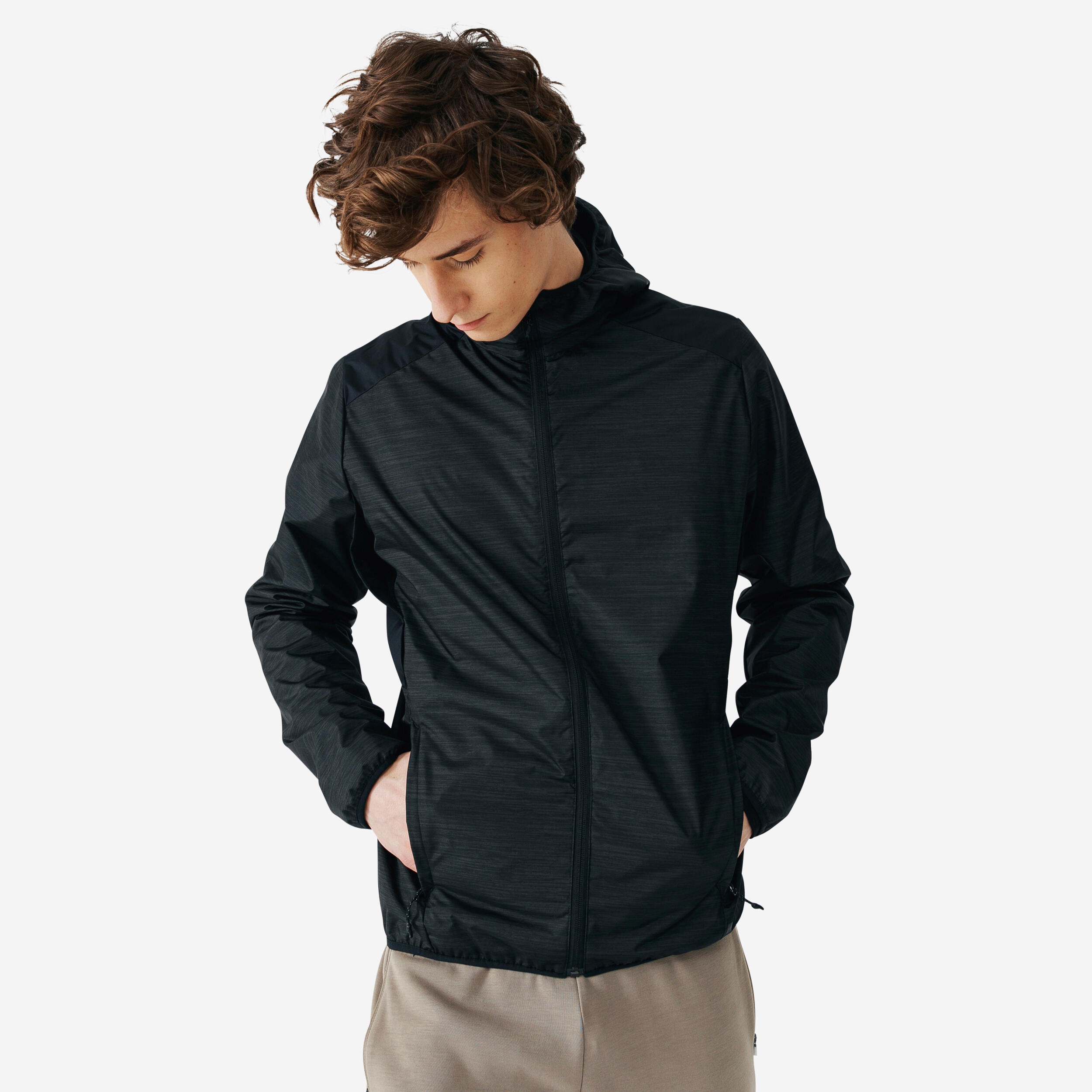 Veste de course à pied homme - Warm 100 noir - Noir - Kalenji