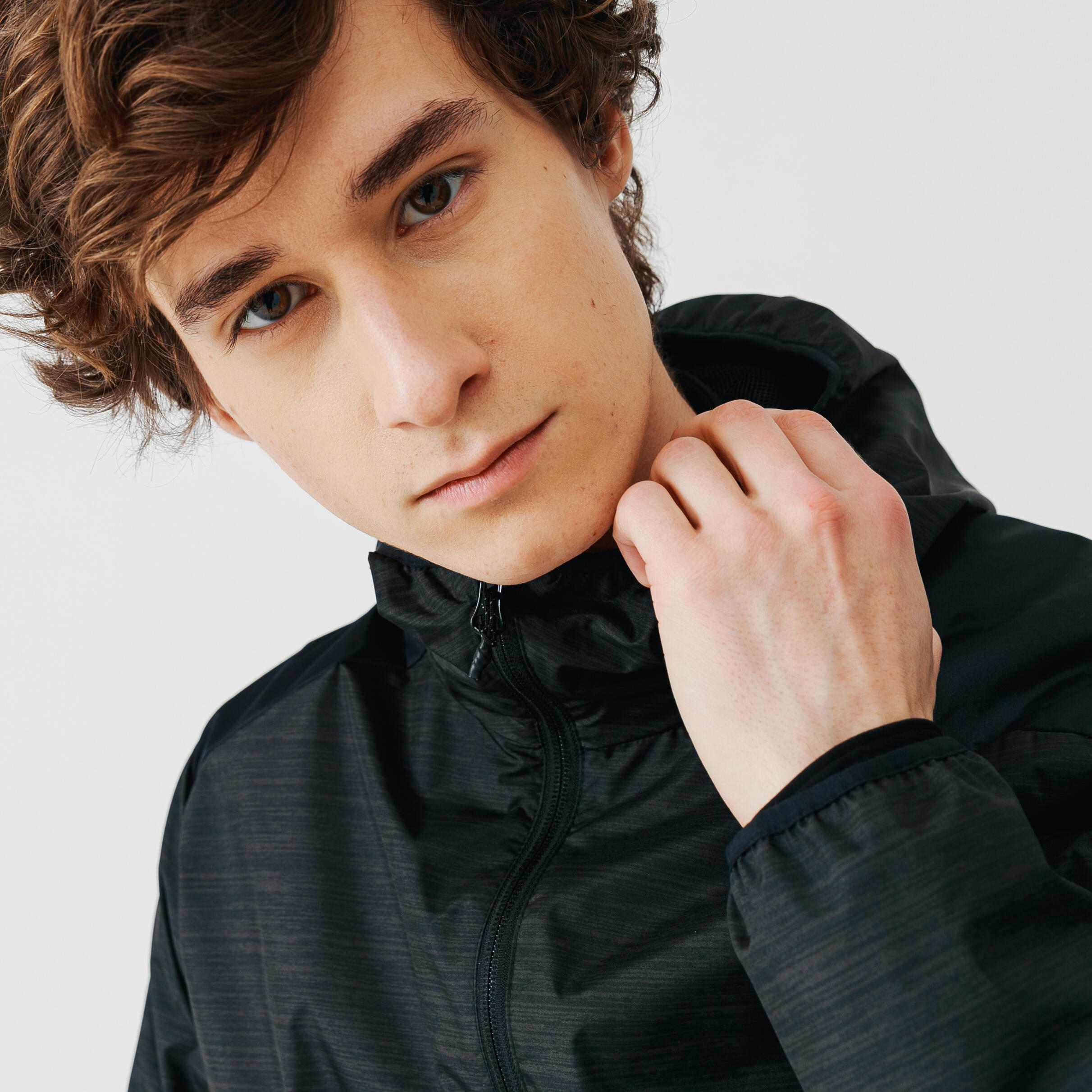 Chamarra ligera de Running para Hombre Kalenji Run Rain Negro