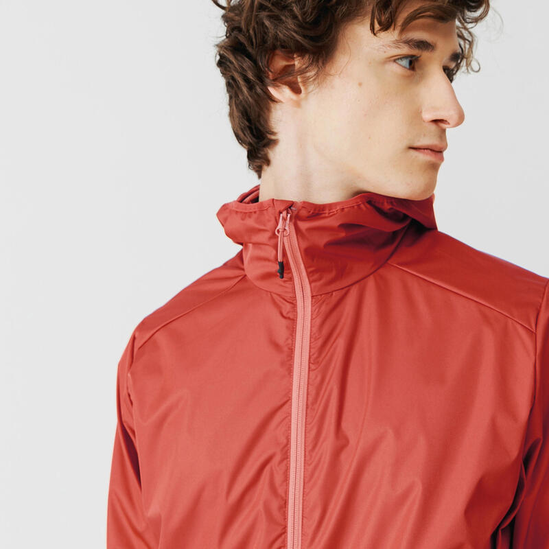 Veste imperméable de running Homme - KIPRUN Run 100 Rouge brique