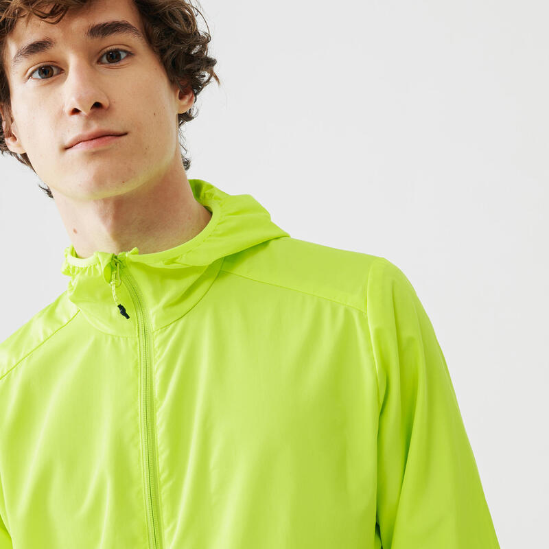 VESTE COUPE VENT DE RUNNING HOMME KALENJI RUN WIND JAUNE FLUO