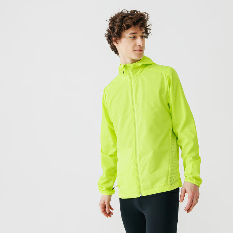 Run Wind Men's Running Wind Jacket - neon yellow - Decathlon