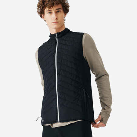 MEN'S RUNNING SLEEVELESS JACKET KALENJI WARM+ - BLACK