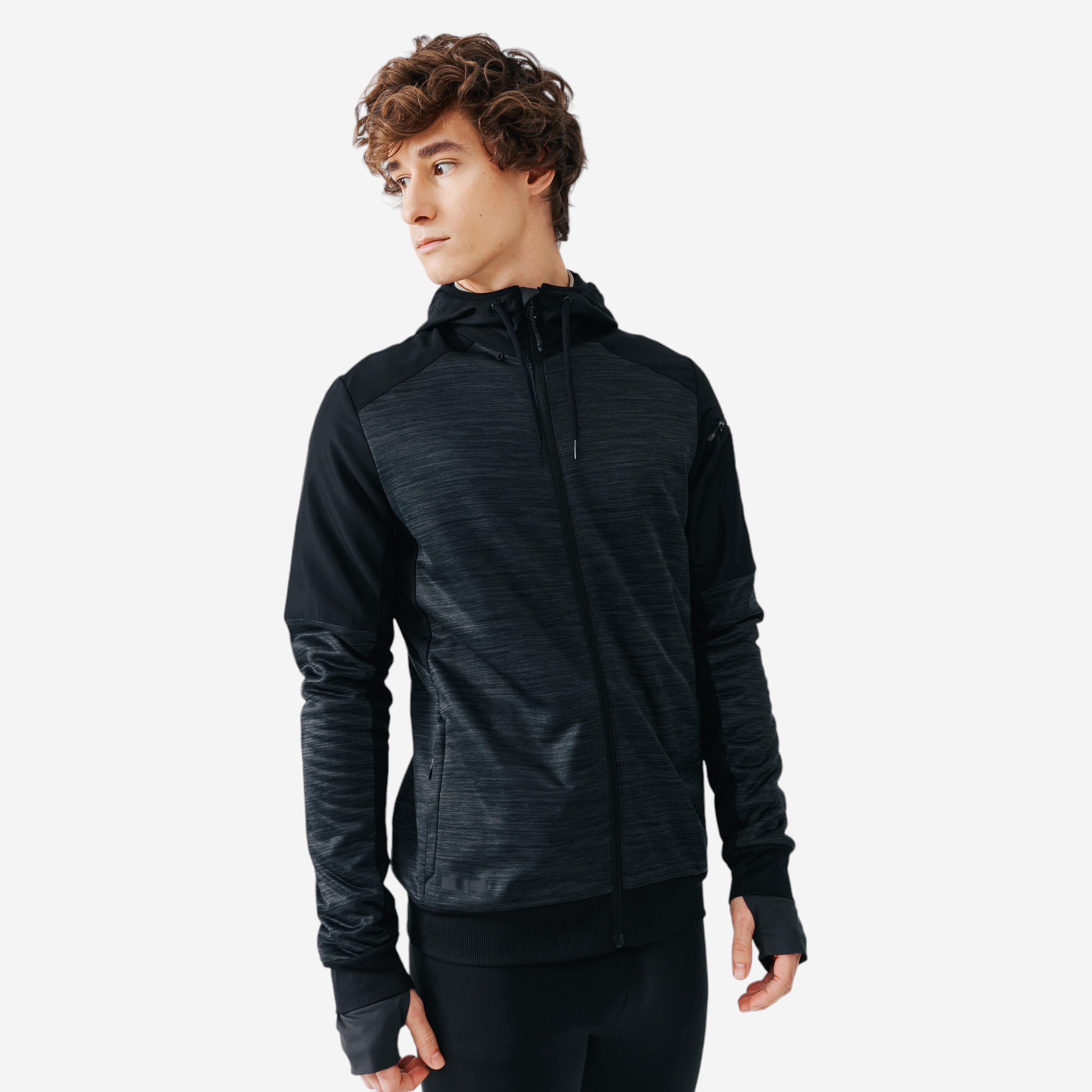 Chaqueta Cremallera Capucha Running Hombre Kalenji Warm+ Negro - Decathlon