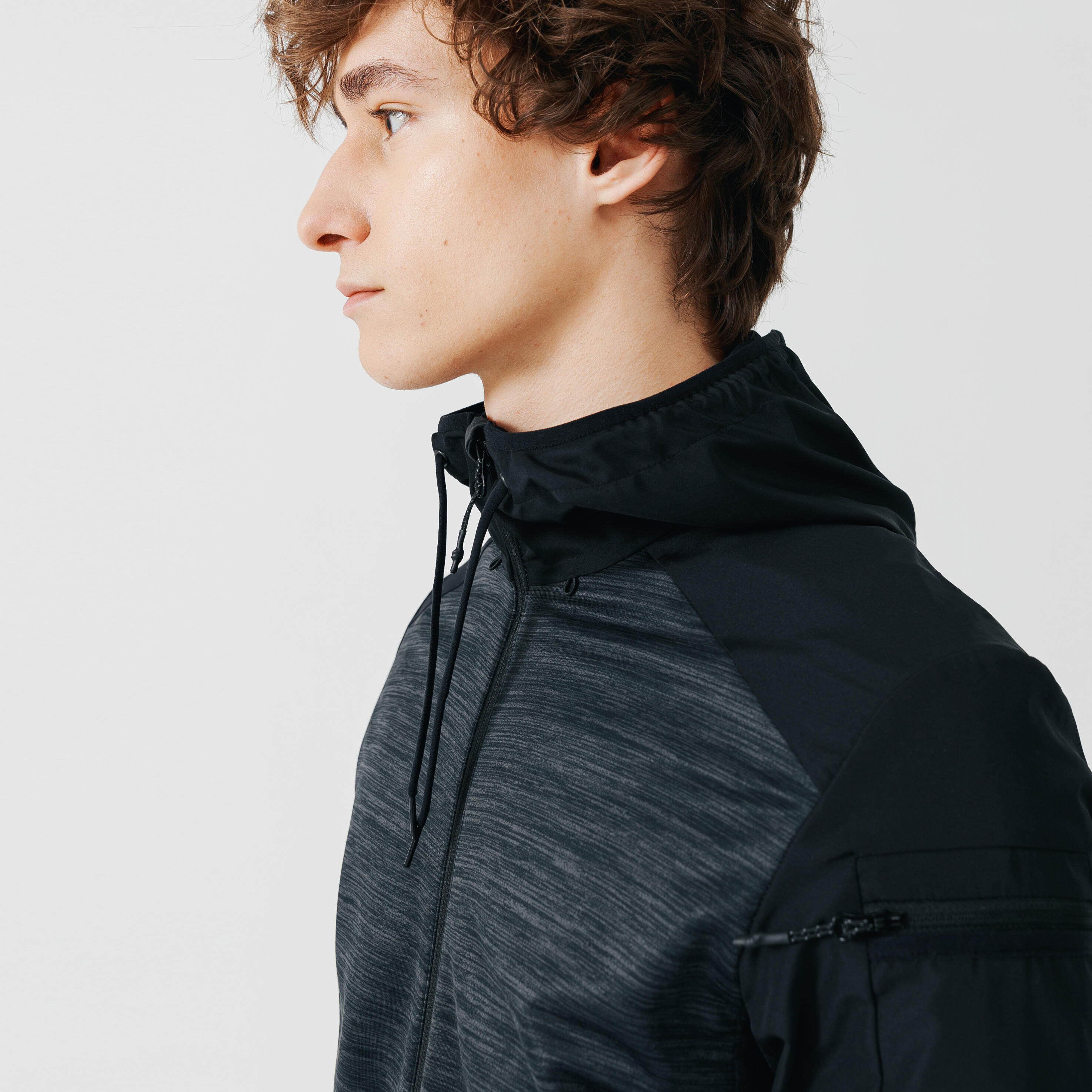 Kalenji Decathlon Men's Sweater Black Gray 1/4 Zip Micro-fleece Lined XS
