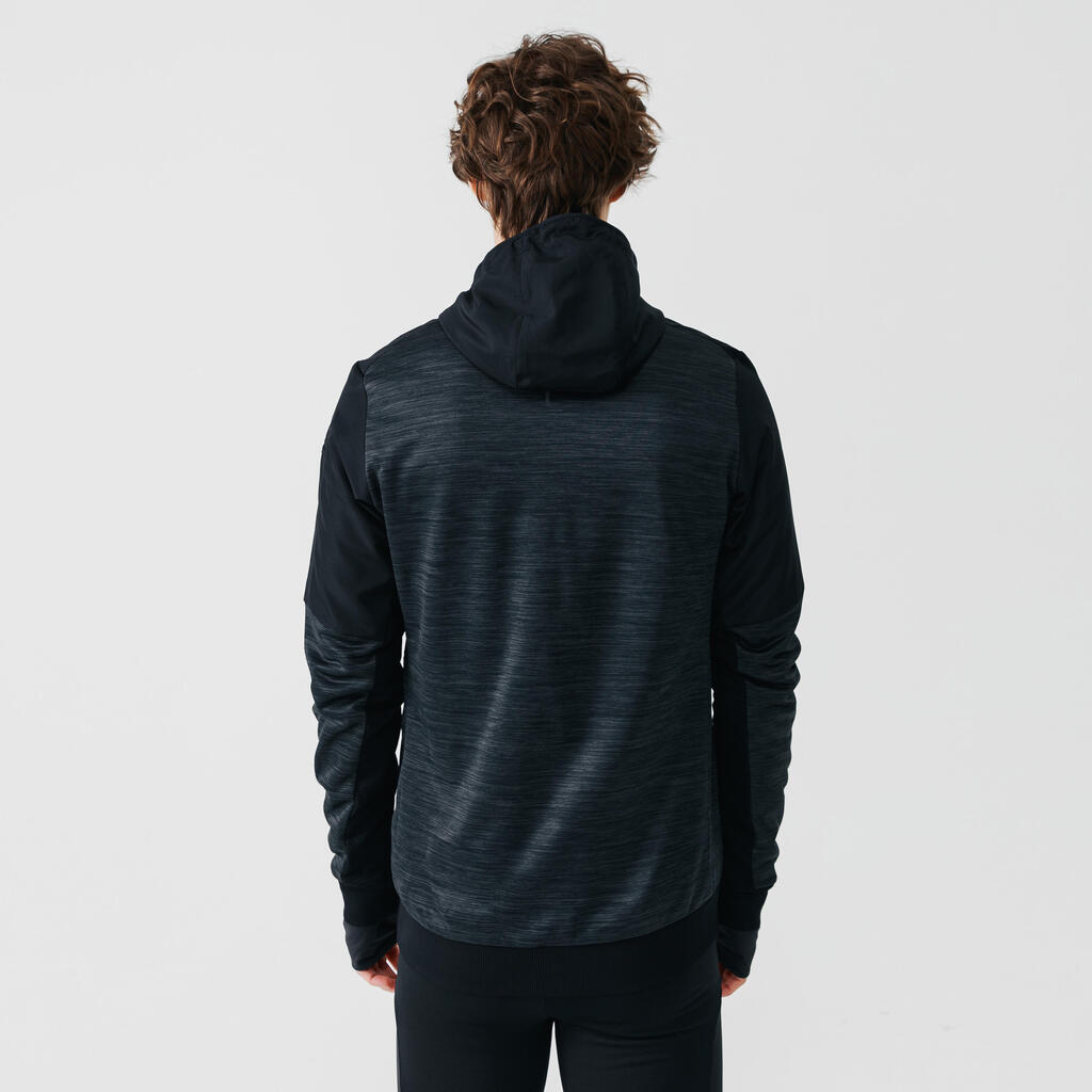 SWEAT ZIPPÉ A CAPUCHE DE RUNNING HOMME KALENJI WARM + NOIR