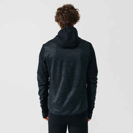 Kalenji Warm+ Men's Running Zipped Hoodie Sweatshirt - Black