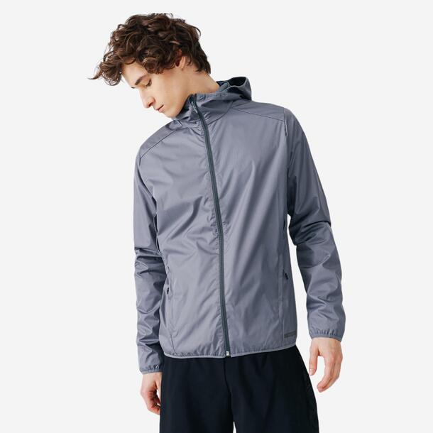Men Running Rain Jacket Kalenji Run Rain M Grey