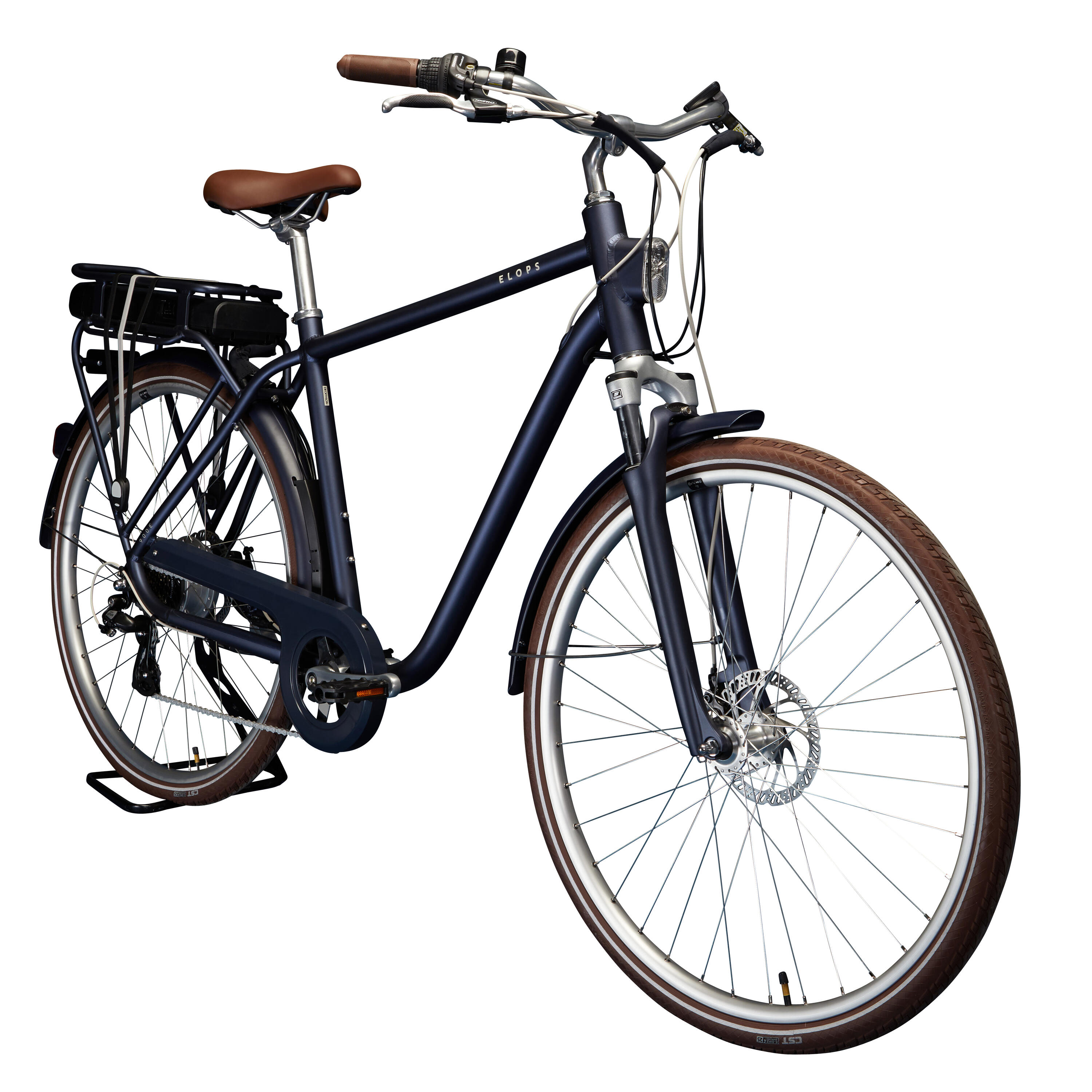 Elektrische stadsfiets Elops 900 hoog frame marineblauw 27/45
