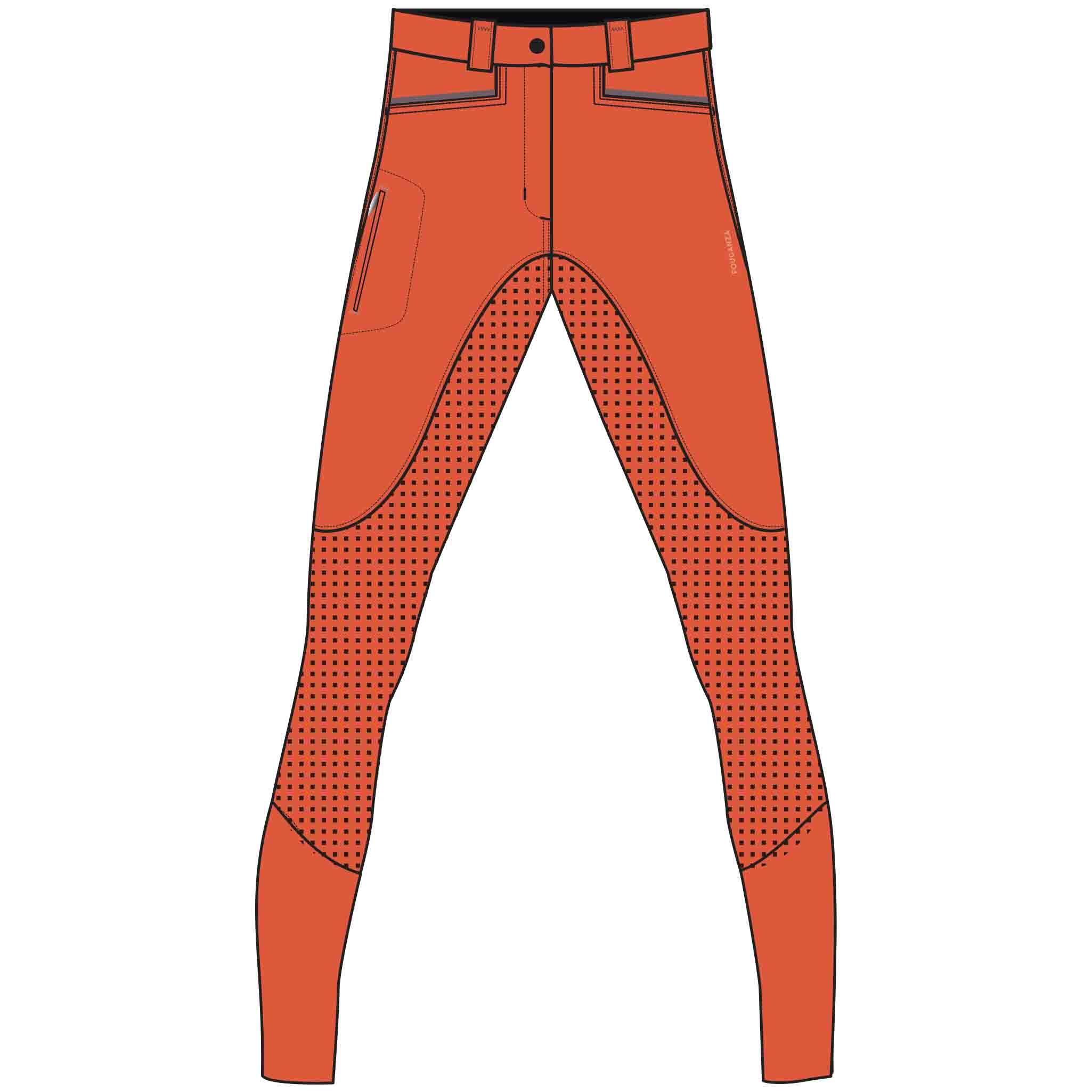 FOUGANZA Pantalón Equitación Fullgrip 580 Mujer Terracota Ligeros