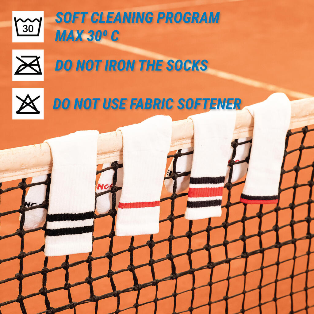 Kaki-crne čarape srednje visine za tenis RS 160 (3 para)