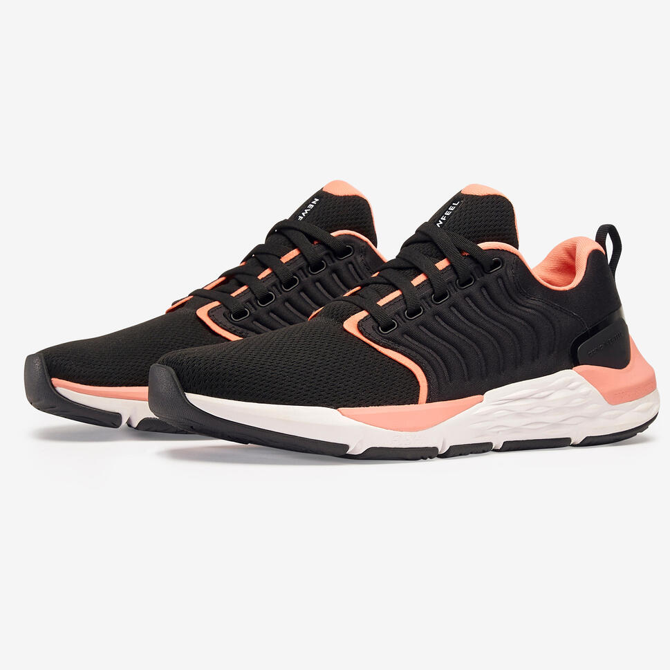 Women's Fitness Walking Shoes Sportwalk Comfort black NEWFEEL Decathlon