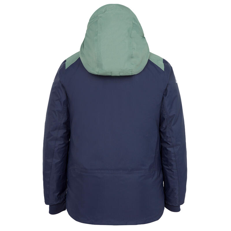 Giacca vela bambino SAILING 100 calda e impermeabile blu-verde militare