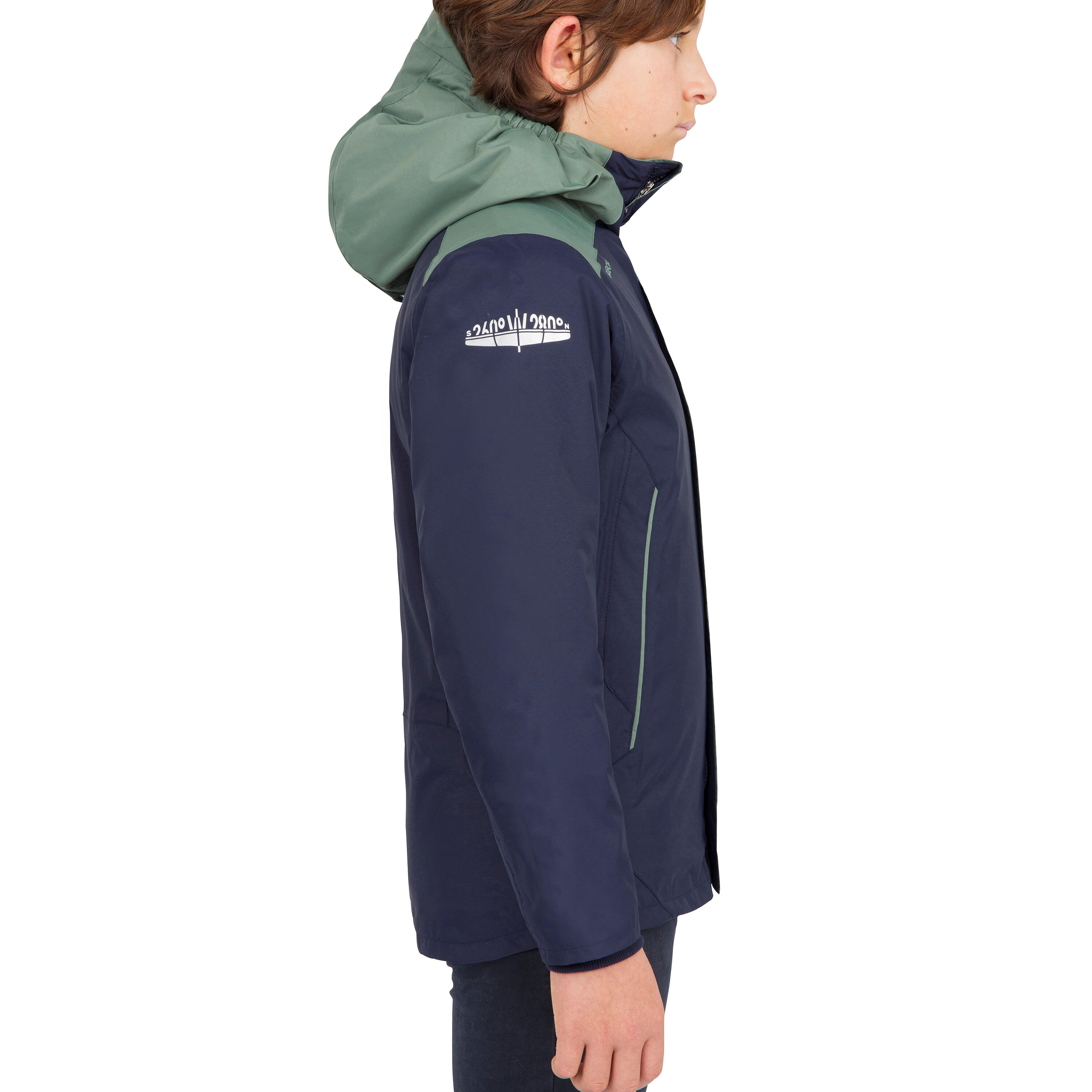 Kids sailing jacket warm and waterproof Sailing 100 blue khaki 5/12