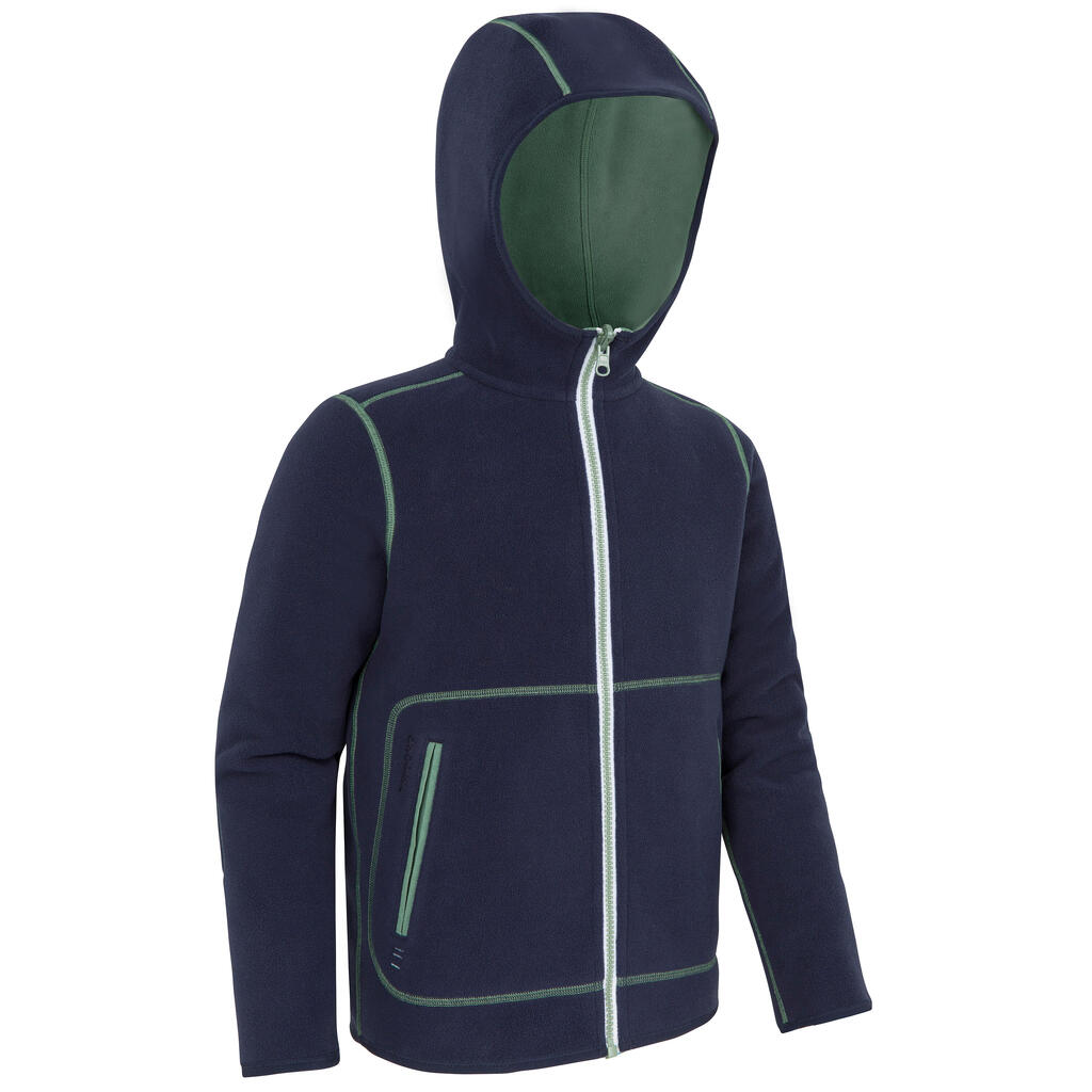 Kids' warm reversible sailing fleece 500 - Blue ocean navy