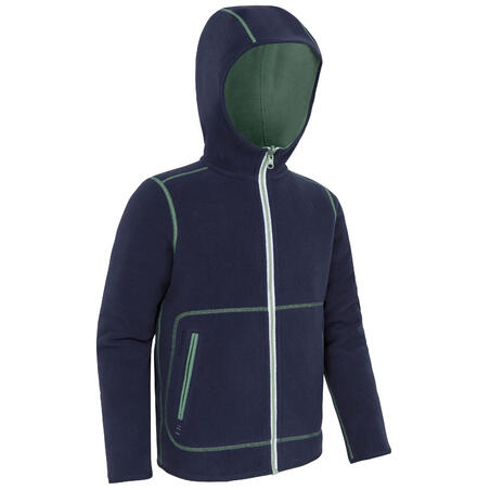 Veste polaire chaude réversible enfant Sailing 500 Kaki / bleu marine