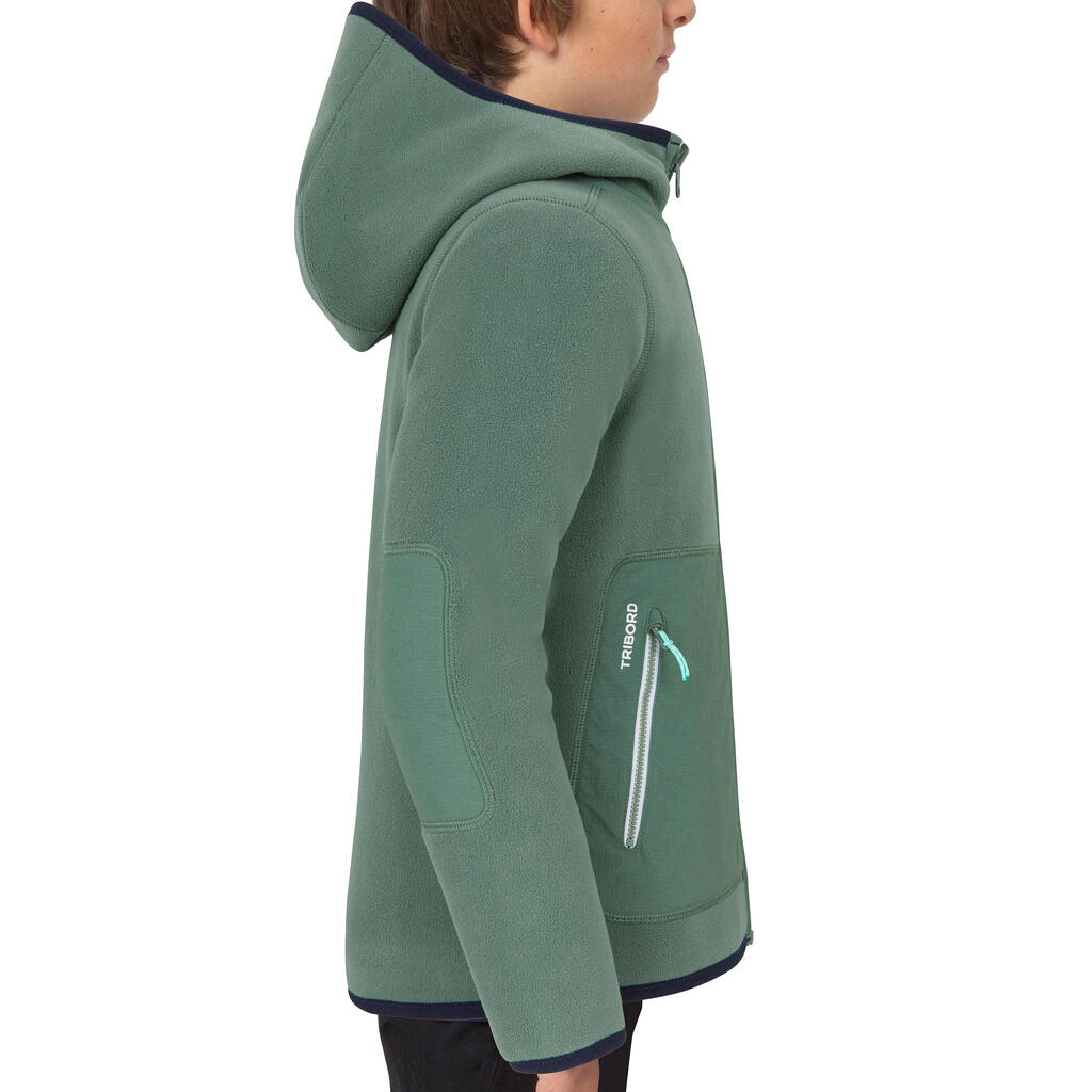 Kids' warm reversible sailing fleece 500 - Blue ocean navy