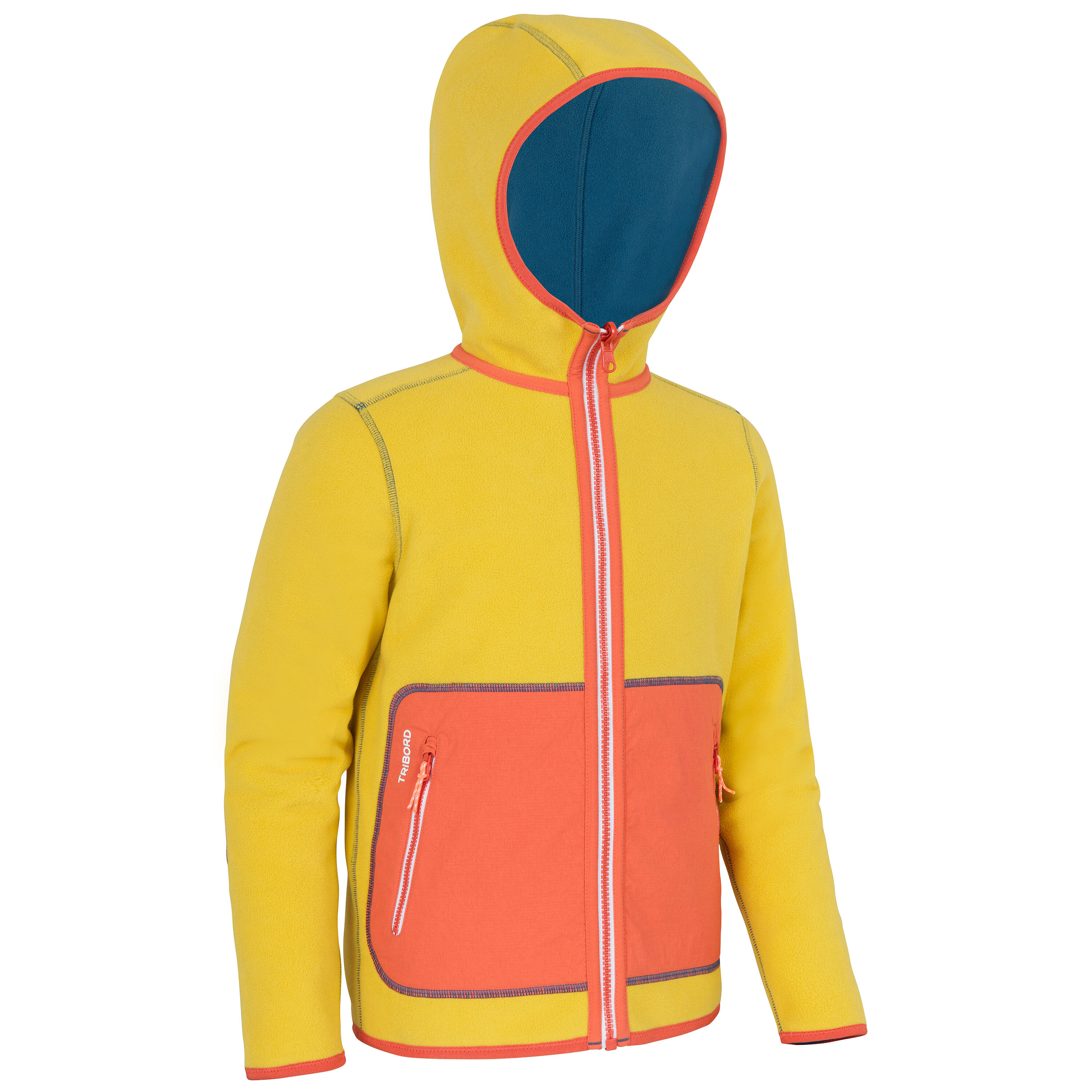 TRIBORD Kids' warm reversible sailing fleece 500 - Yellow/blue/red