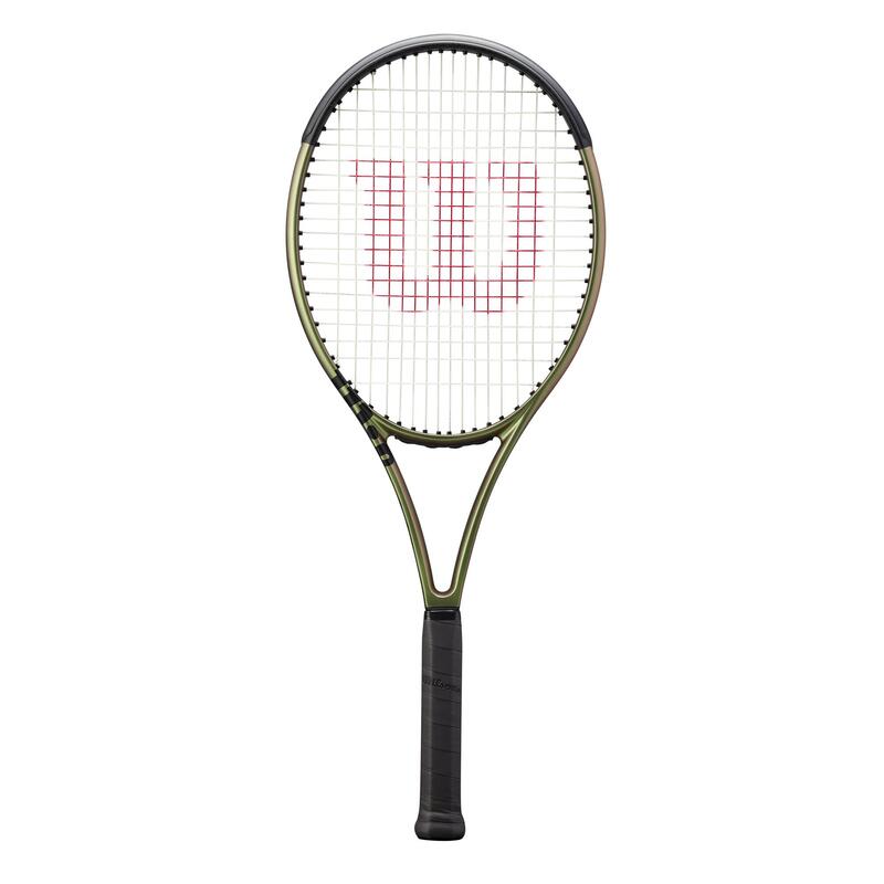 Racchetta tennis adulto BLADE 100 V8.0 verde-rame non incordata