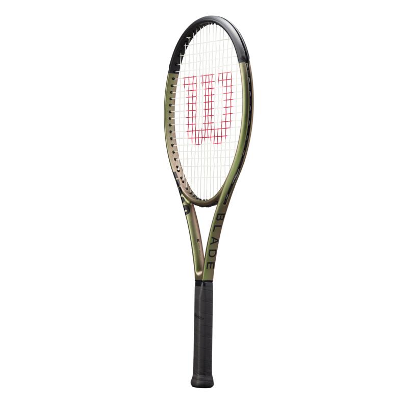 Racchetta tennis adulto BLADE 100 V8.0 verde-rame non incordata
