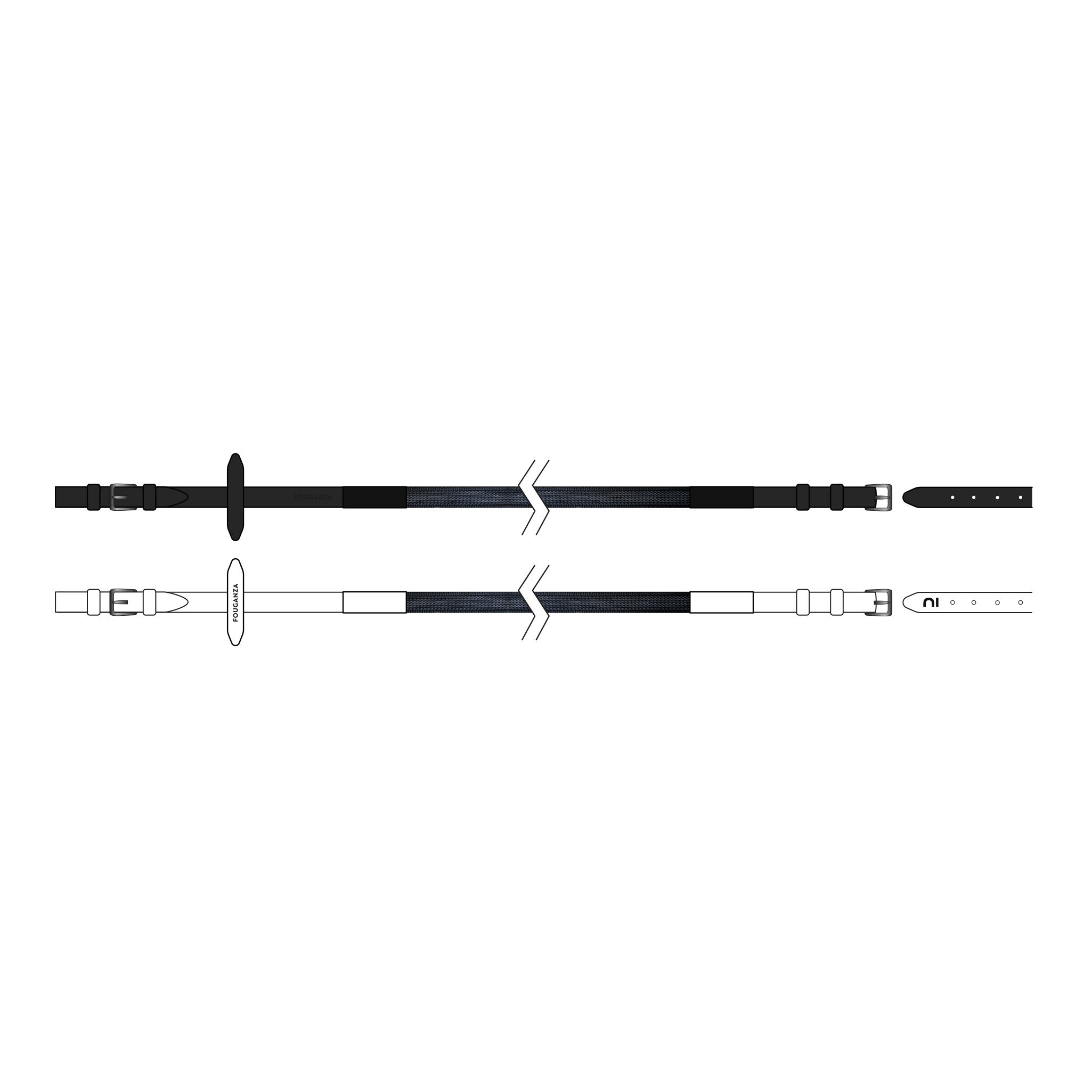 Horse & Pony Riding Silicone Grip Reins - Black - FOUGANZA
