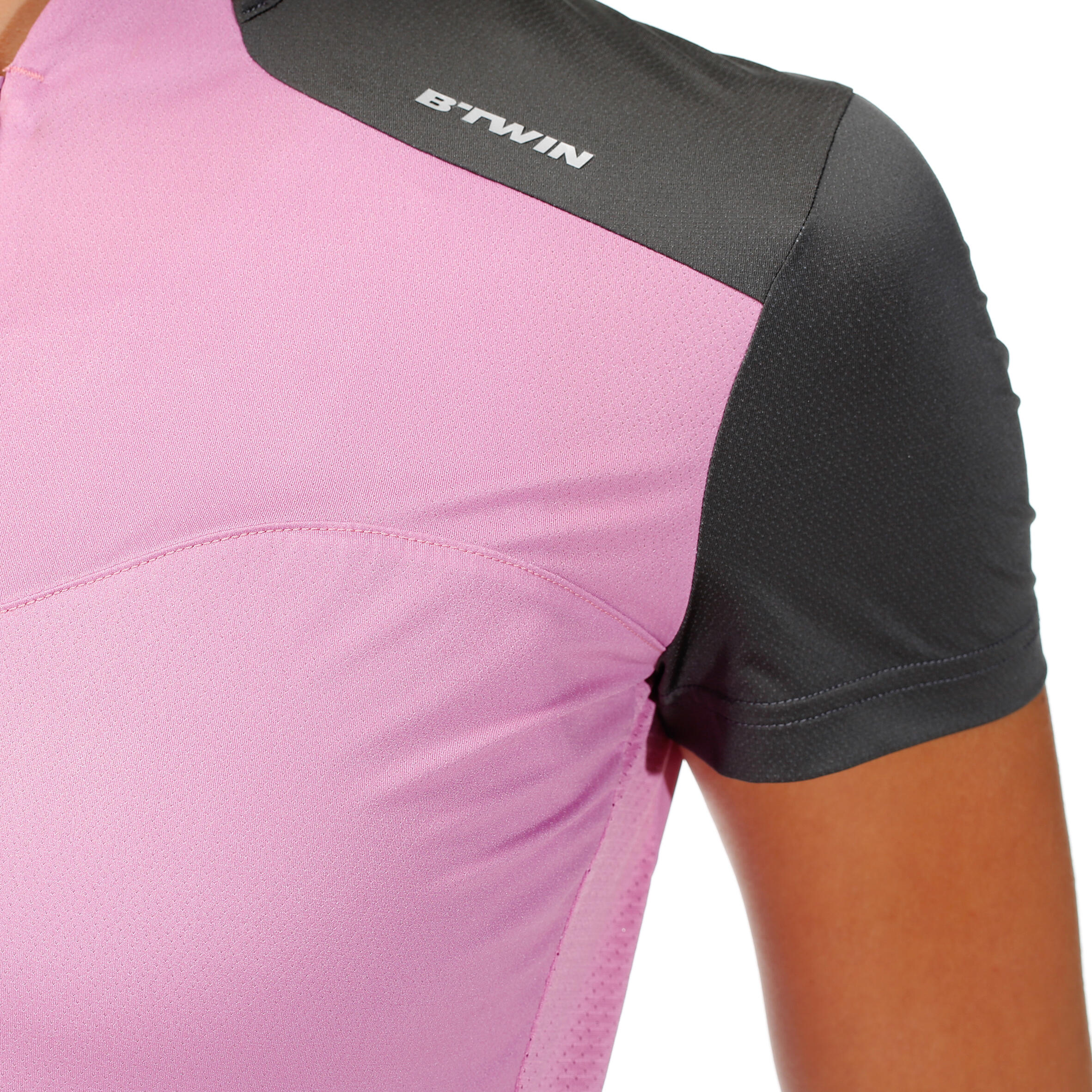 500 Women's Short Sleeve Cycling Jersey - Pink/Grey 6/8